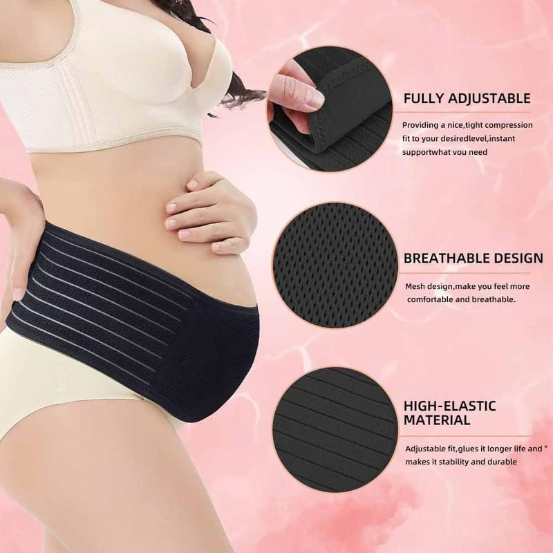 Belt-Pregnancy Support Belt-Belly Band Relieve Lower Back, Pelvic and Hip Pain (Breathable/Adjustable/One Size), Black, One Size