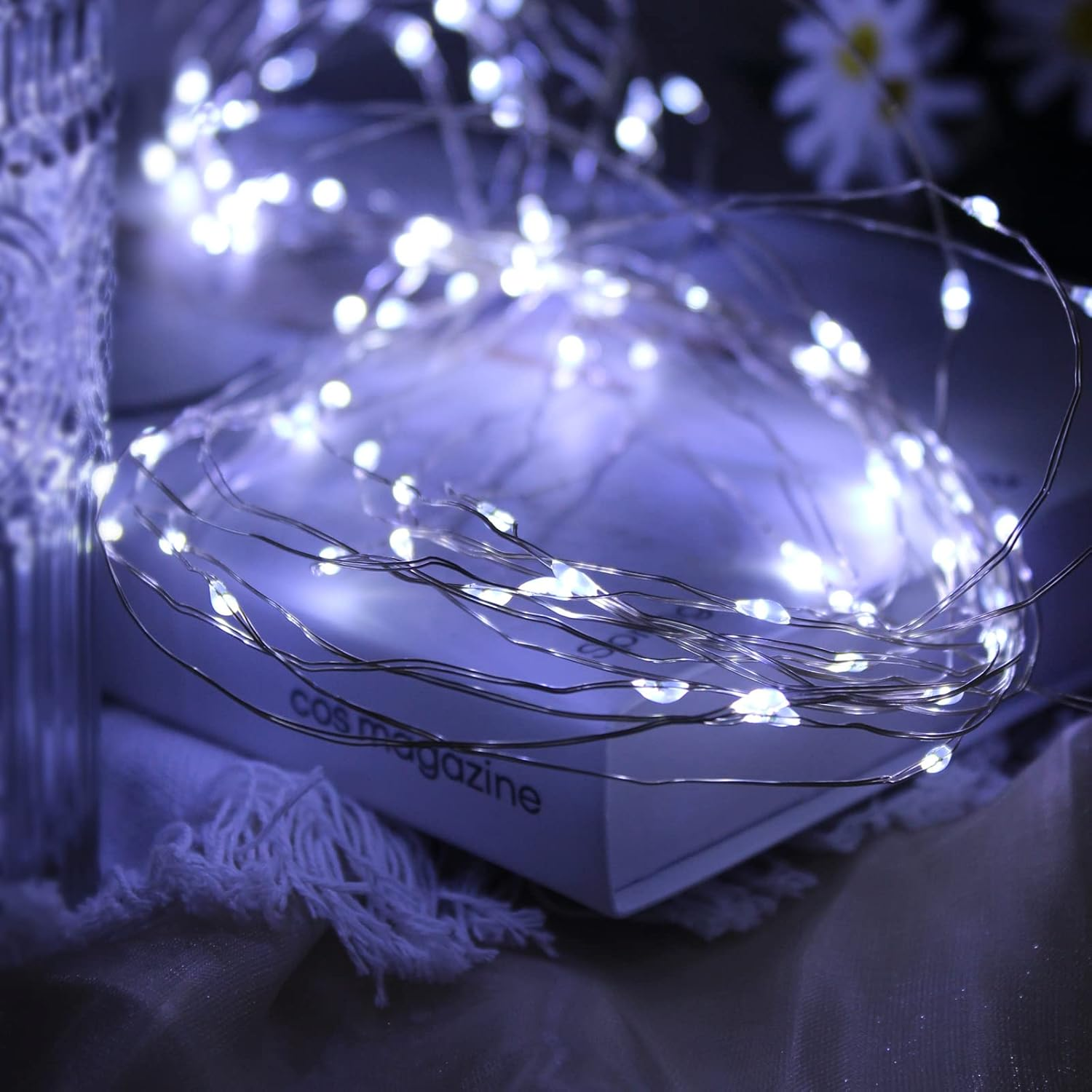 Fairy Christmas LED String Light Battery Operated, 10M / 100LED White Waterproof 3XAA Battery Case, Indoor Outdoor Lights for Xmas Tree Wedding, Halloween, Party, Garden Decoration image number 4