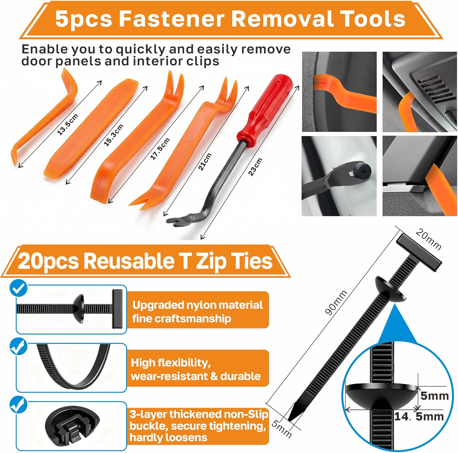 1260Pcs Car Push Retainer Clips Body Clips Plastic Fasteners Kit Fender Rivet Clips 32 Most Popular Sizes Nylon Auto Push Pin Rivets Set for Toyota GM Ford Honda Acura Chrysler image number 4