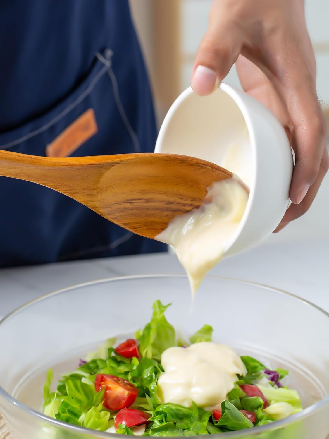 Wooden Mixing Spoon, 16.5 Inch Long Handled Wooden Spoons for Cooking and Stirring image number 3