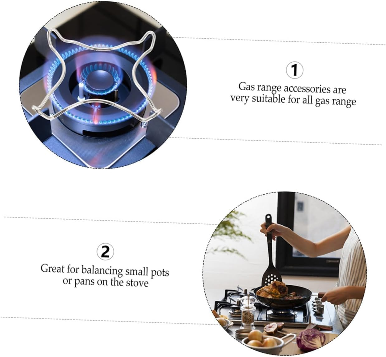 BEANPRECOY 4Pcs Gas Stove Bracket Stove Durable Silver Gas Cooker Accessories Gas Reducer Ring Stove Rack Metal Wok Support Ring Metal Stand Metal Bracket Gas Stand Stove Grates Gas Stoves Pot Support image number 5