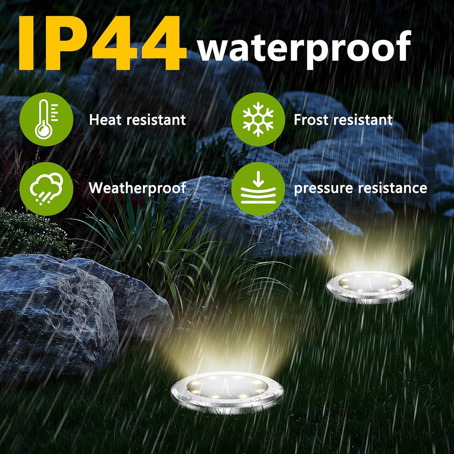 12 Pack Solar Ground Lights,Led Solar Pathway Light Outdoor,Solar Garden Lights,In-Ground Light LED Landscape Lighting for Pathway Patio Walkway Yard Lawn Deck (Warm White 12 Pack) image number 1