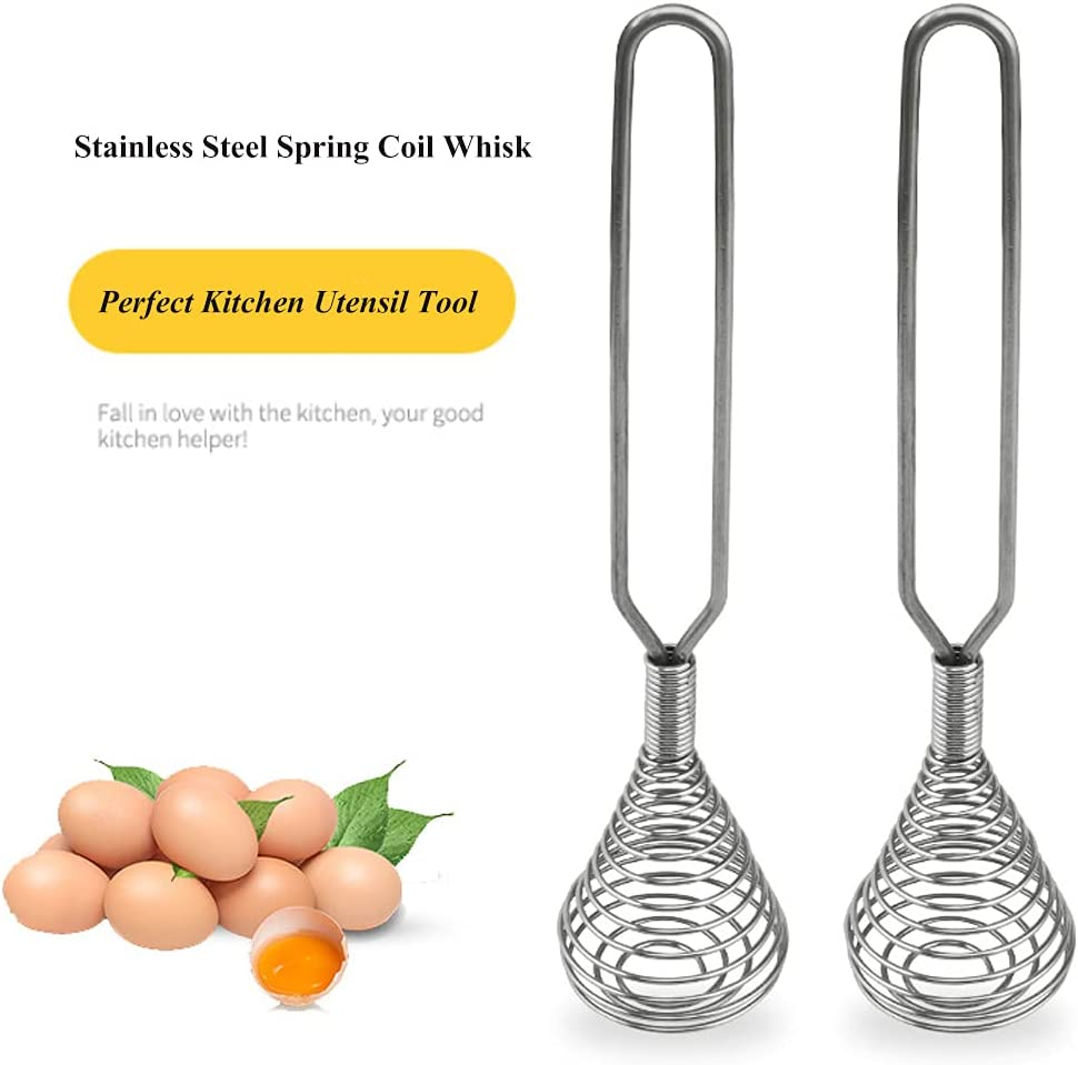 Stainless Steel Spring Coil Whisk Wire Whip Cream Egg Beater Gravy Cream Hand Mixer Kitchen Tool Accessories for Mixing, Blending, Beating, Stirring, Cooking image number 5