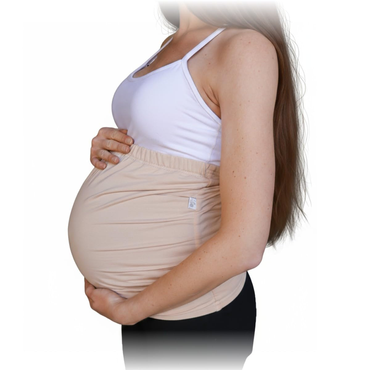 Defendershield EMF 5Th Generation Radiation Protection Baby Belly Band for Pregnancy Maternity Organic Bamboo Cotton Blend, Beige, Large image number 4