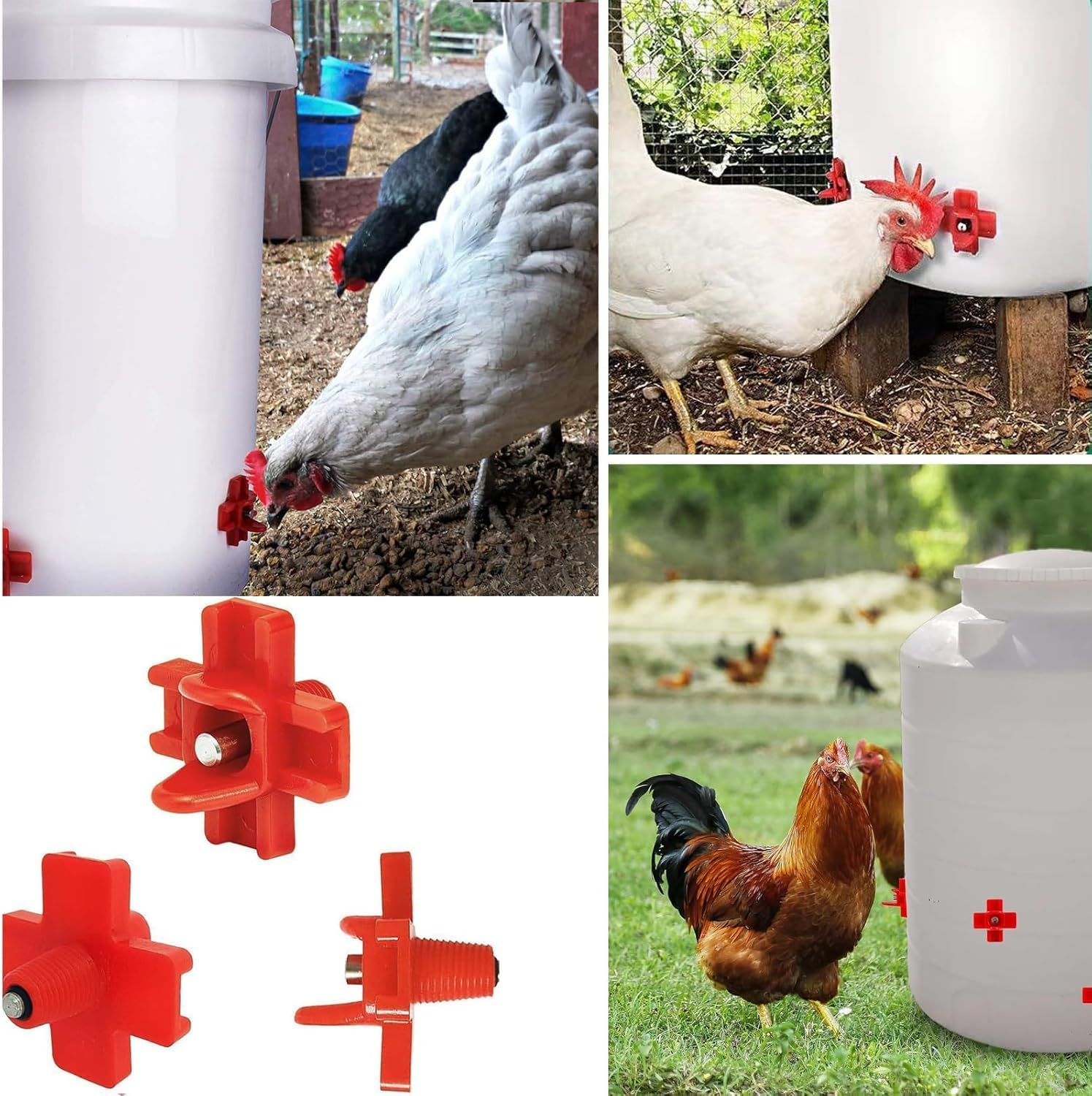 Horizontal Leakproof Feeder Nipple with Drill Bits, 20Pcs Automatic Poultry Nipple Waterer with Drill Bits, Chicken Nipples Horizontal Side Mount Poultry Water Nipples image number 2