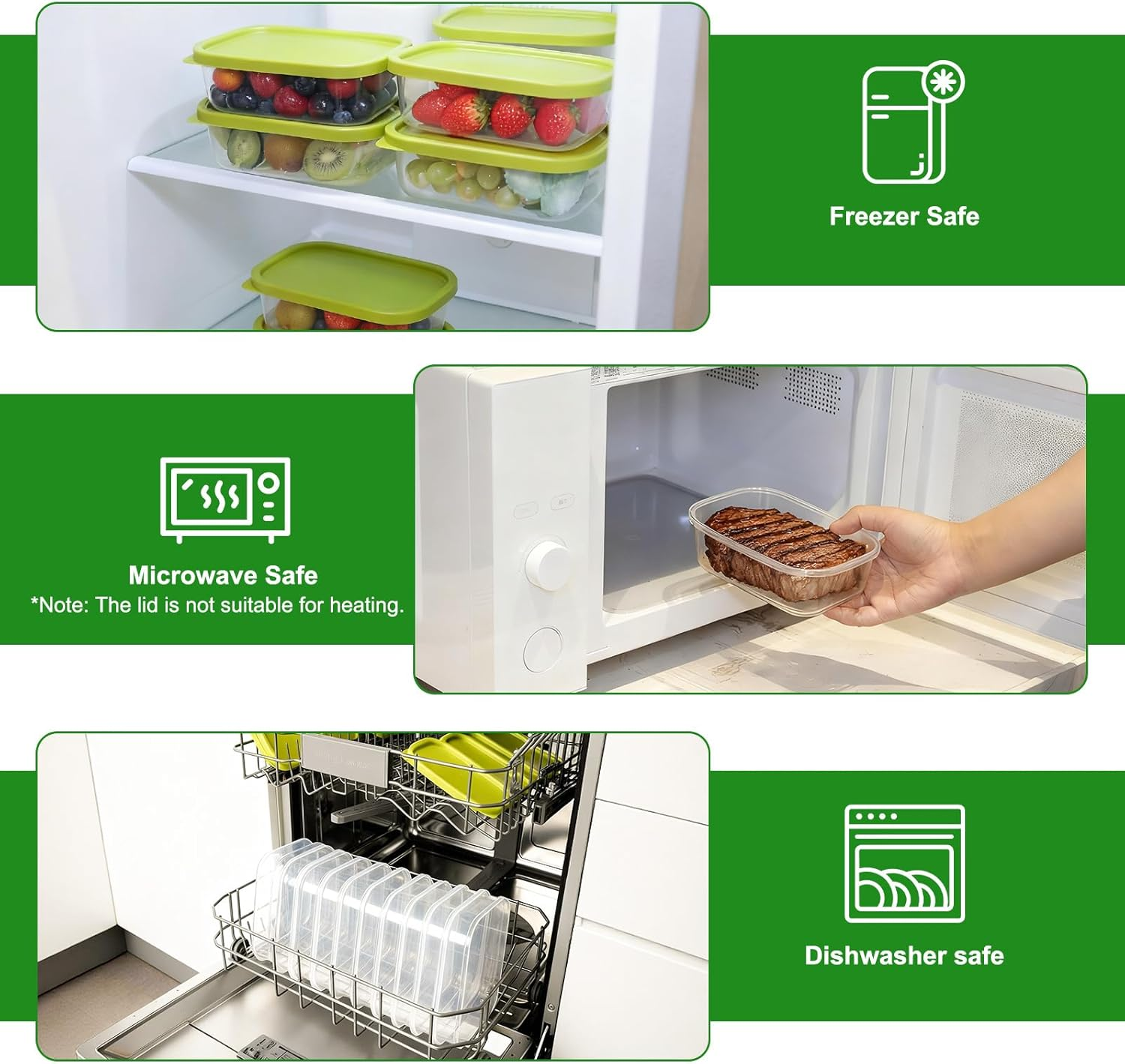 Romon Ice Cube Tray with Lid, 710 Ml Lunch Box Storage Box Lid Airtight for Meal Prep, Storage Containers, Food Storage Containers, Freezer Containers image number 1