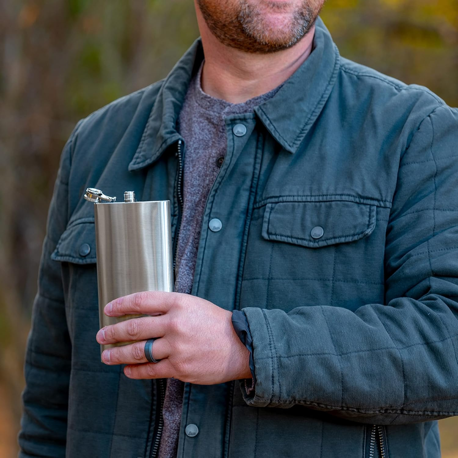 Maxam 12 Ounce Stainless Steel Flask, Lightweight Drinking Flask with a Screw-On, Leak Proof Lid, Polished Silver image number 1