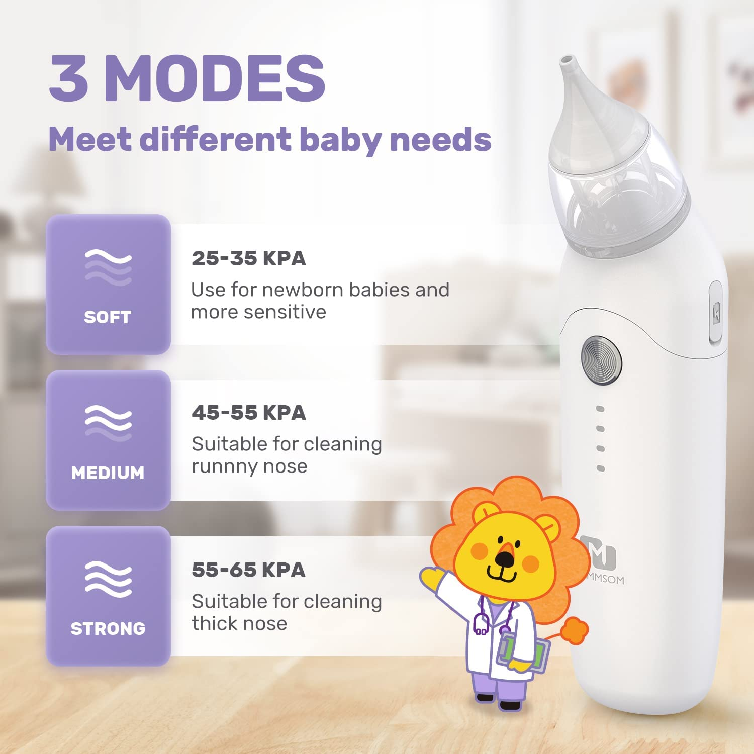 Electric Nasal Aspirator for Baby Nose Sucker,3 Different Nose Suction Nozzles, 3 Modes Snot Sucker for Baby, Deeply Nose Cleaner the Booger / Mucus / Snot,Babies Toddlers Newborn Essentials (White) image number 6