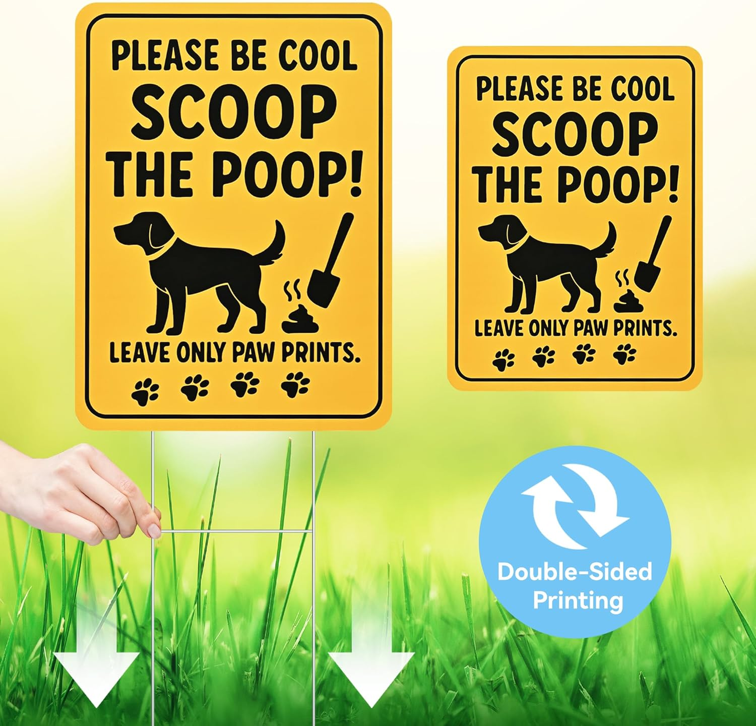 Combojoy No Dog Poop Signs for Yard, 2- Pack 13" X 9.5" Clean up after Your Dog Signs, Pick up after Your Dog Sign with Metal Stakes, Double-Sided and Waterproof No Pooping Dog Sign for Yard Lard