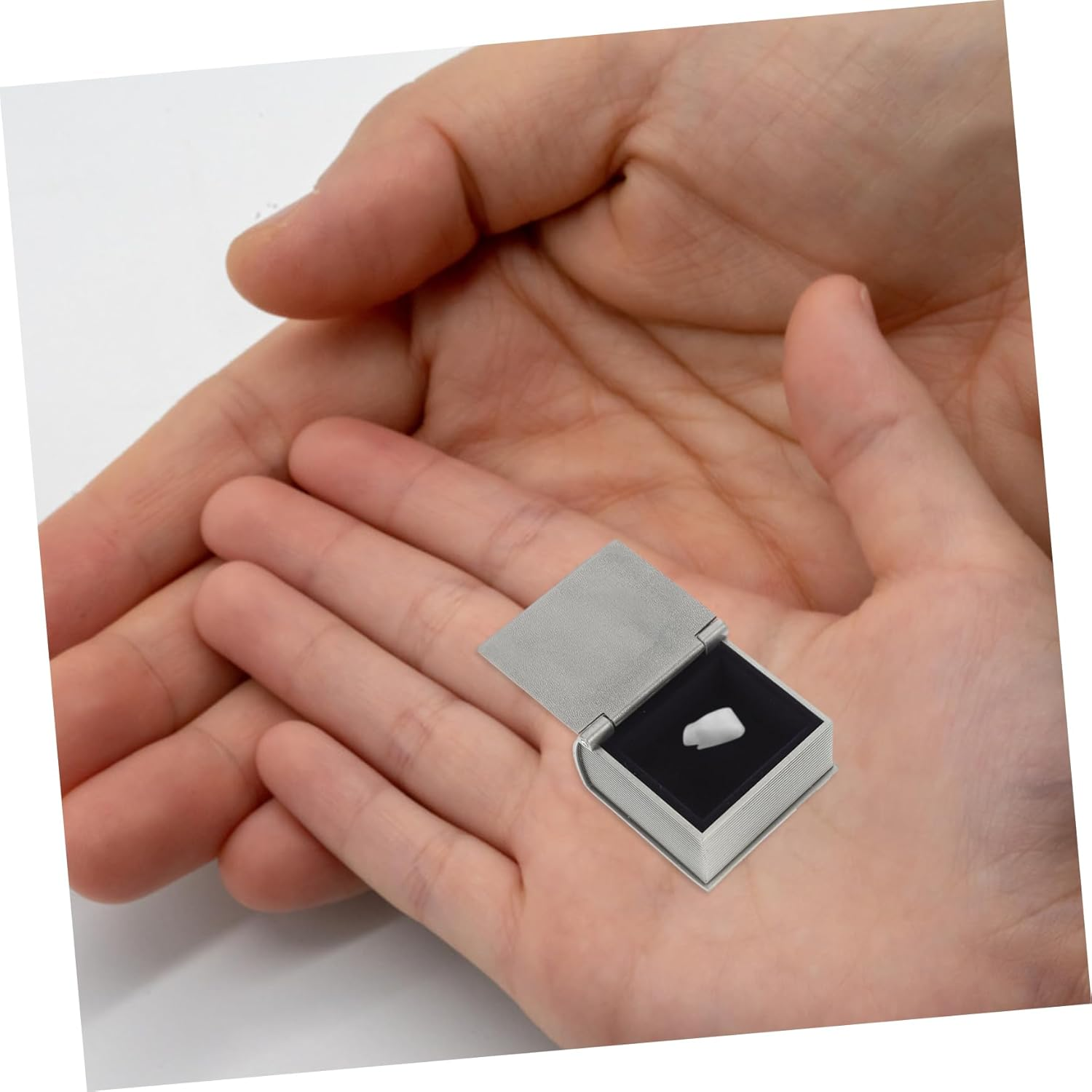 Abaodam 2 Pcs Baby Teeth Keepsake Boxes Metal First Tooth Storage Containers for Newborns Vintage Style Curl Organizer Photo Frame Silver Color image number 6