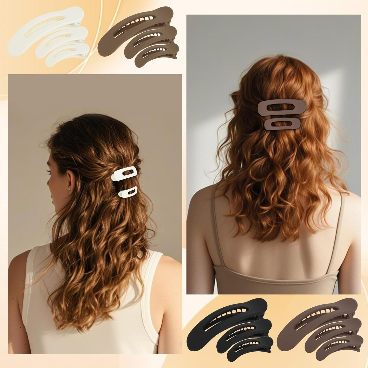 PRUADEOR Pack of 4 Flat Hair Clips for Women, Strong Hold Hair Clips Women, Large Hair Clip Large for Thin and Thick Hair, Practical Design image number 1