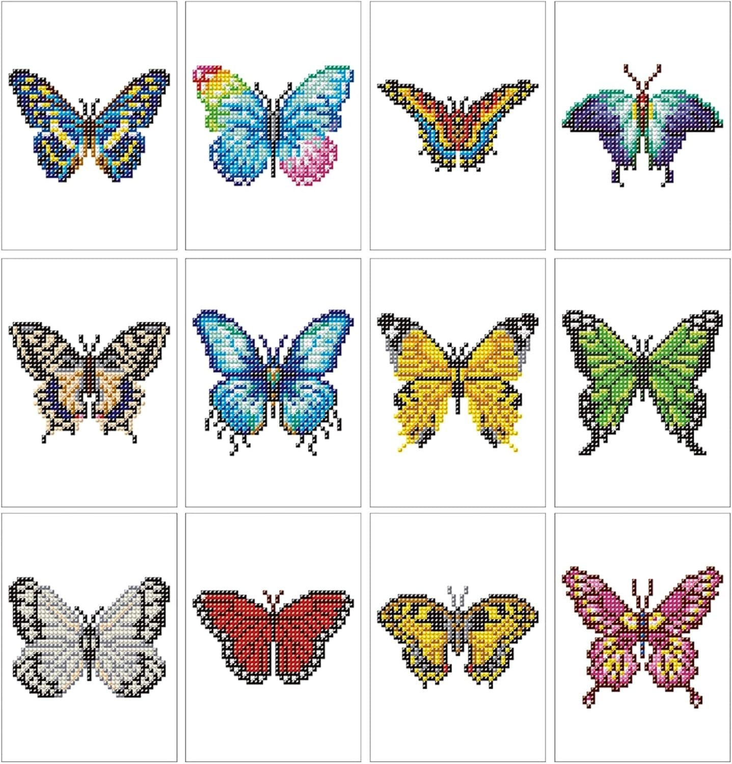 Haocy 12Pcs Small Flower Diamond Art Kits for Adults,Mini Flowers Diamond Painting Kits Quick Gem Art for Beginner,1-Hour Postcard-Style,Paint by Diamond Mosaic,Home Wall Decor (Butterfly)