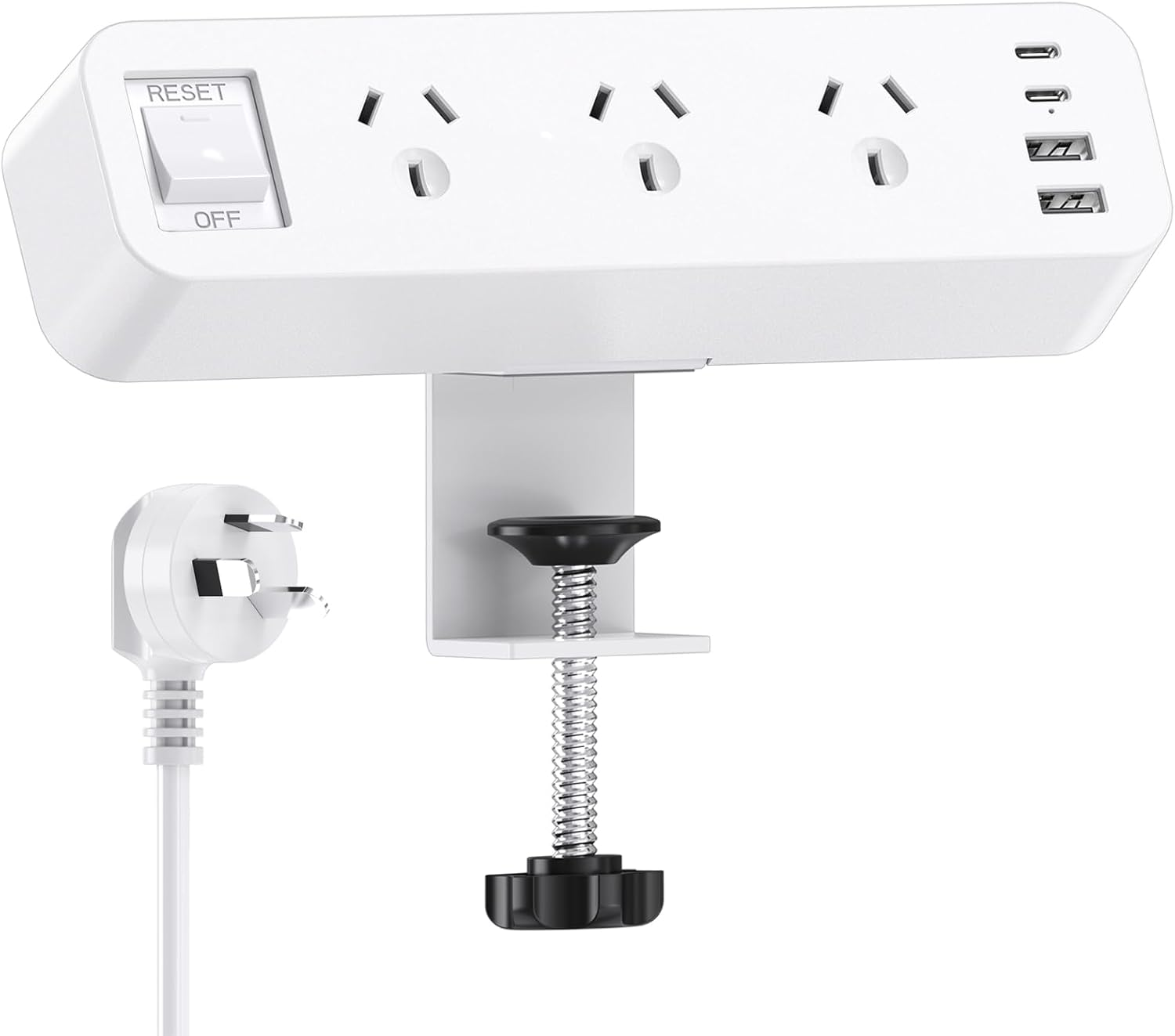 Yundian Power Strip with USB, 3 AC Outlets, 2 USB C Ports, 2 USB a Ports, 2M Extension Cord, 10A/2500W, Black