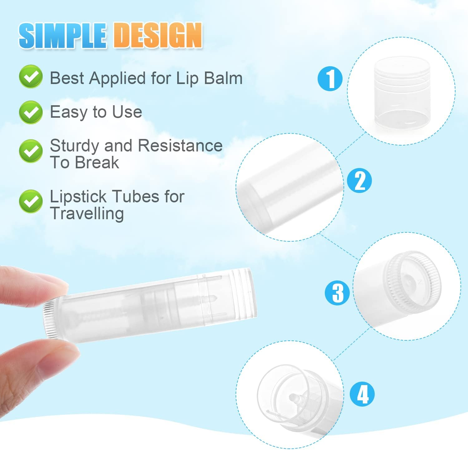 50 Pcs 5.5G Twist-Up Lip Balm Tubes,Empty Plastic Lip Gloss Balm Containers Rotatable Deodorant Containers for DIY Homemade Lipsticks, Chapsticks and Homemade Solid Perfume,Clear image number 2