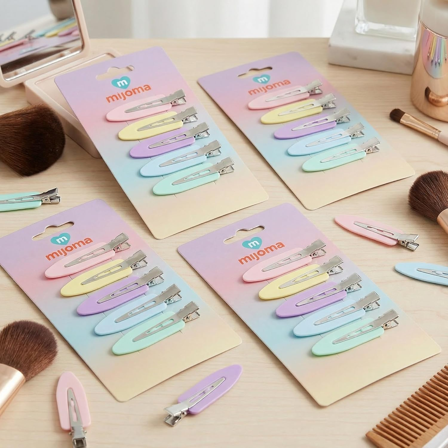 MIJOMA Hair Clips 20 Pieces - anti Kink Styling Clips with Soft Pad - for Makeup, Blow Drying & Pin Curls - Metal Clips with Pastel Coating image number 5