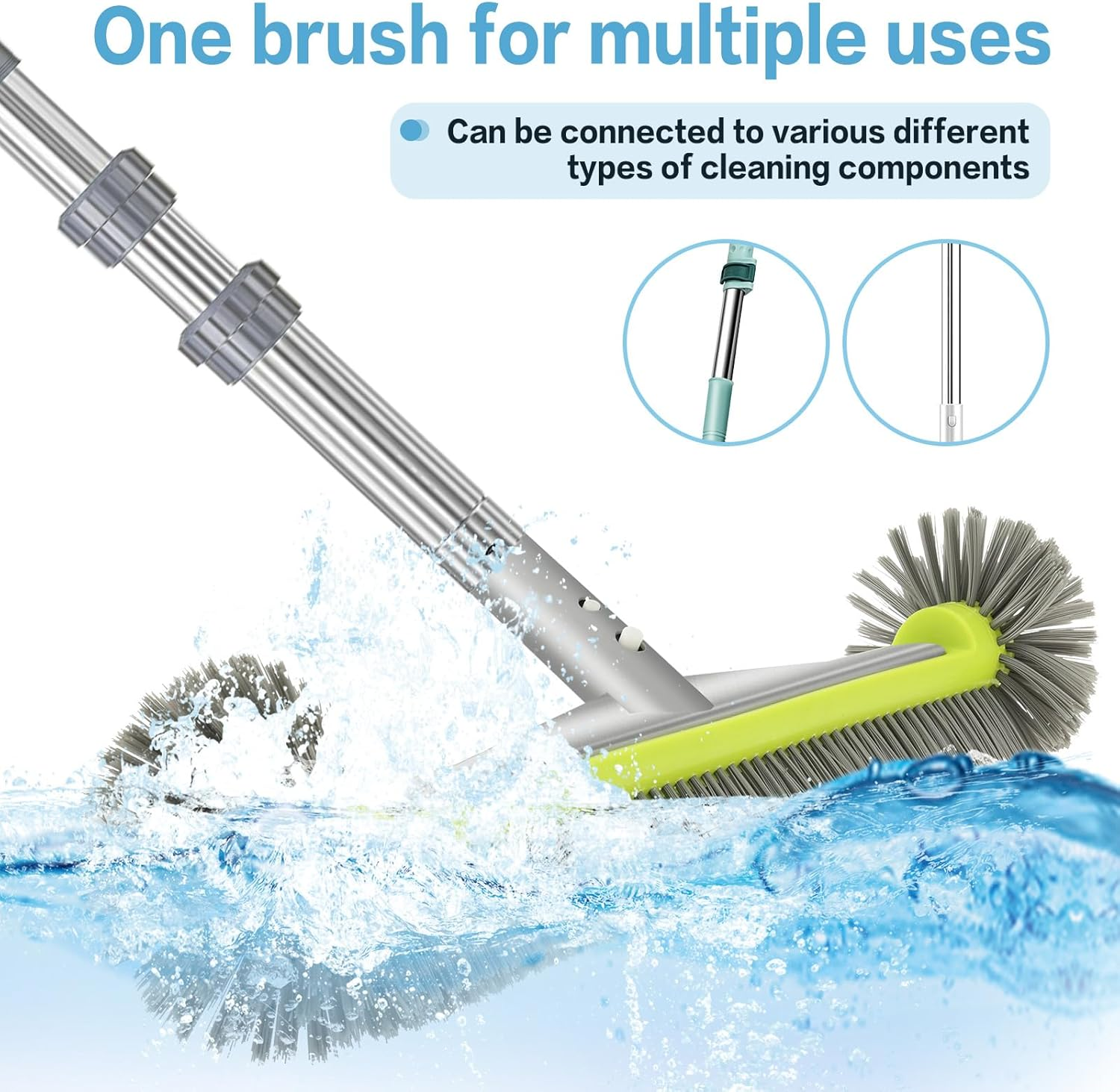 360 Degree Swimming Pool Brush Head, Heavy Duty Cleaning Brush, Aluminum Alloy Brush Head with High Hardness Bristle for Cleaning Corner Wall Tile Floor image number 5
