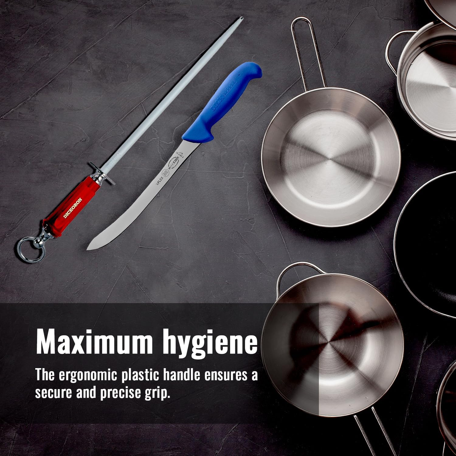 F.Dick Dickoron Classic Sapphire Cut round Knife Sharpening Steel, 30 Cm Blade Length