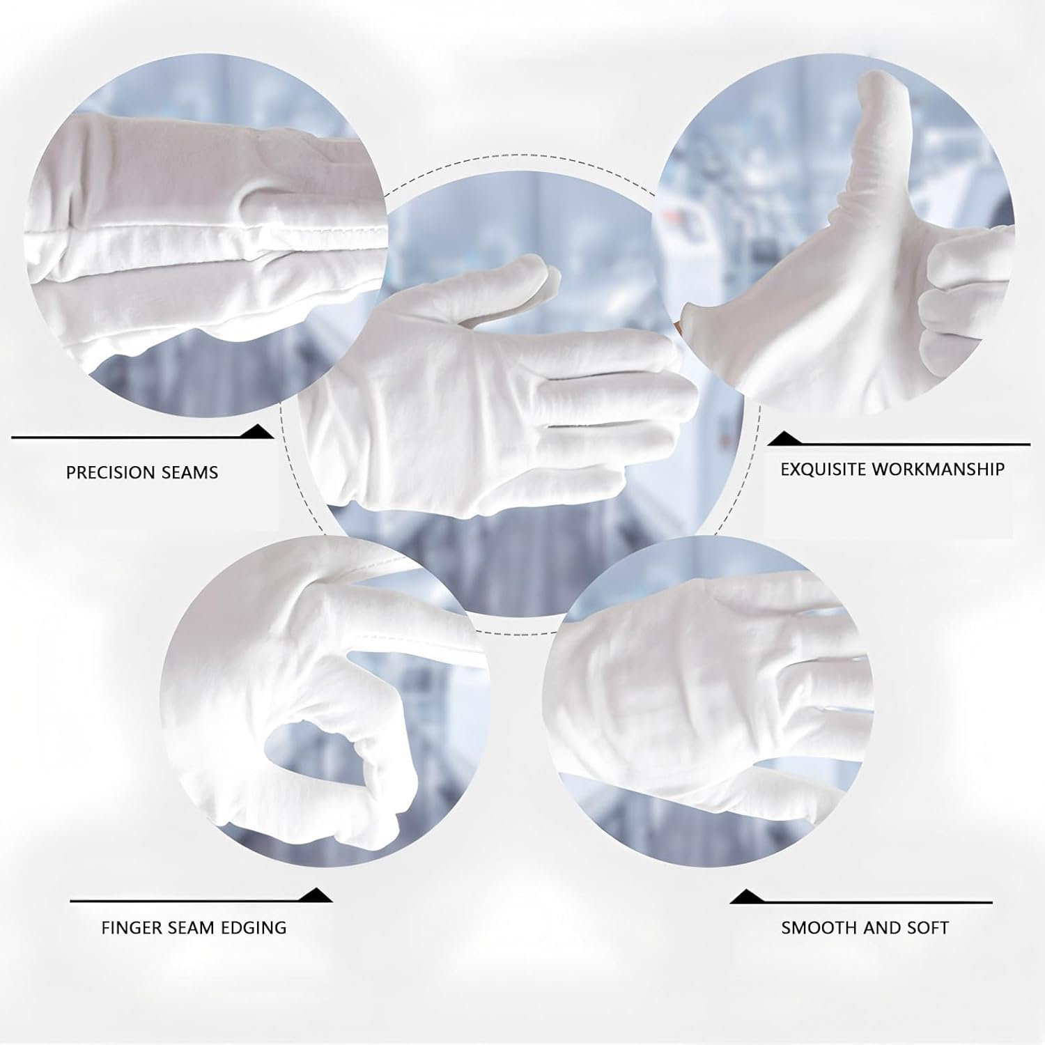 48 Pcs (24 Pairs) White Cotton Gloves, Large Archival Photo Gloves for Handling Art Working Photography Men & Womens Cloth Gloves Liners Bulk for Handling Jewelry, Film, Photo, Coin Metal Inspection image number 4