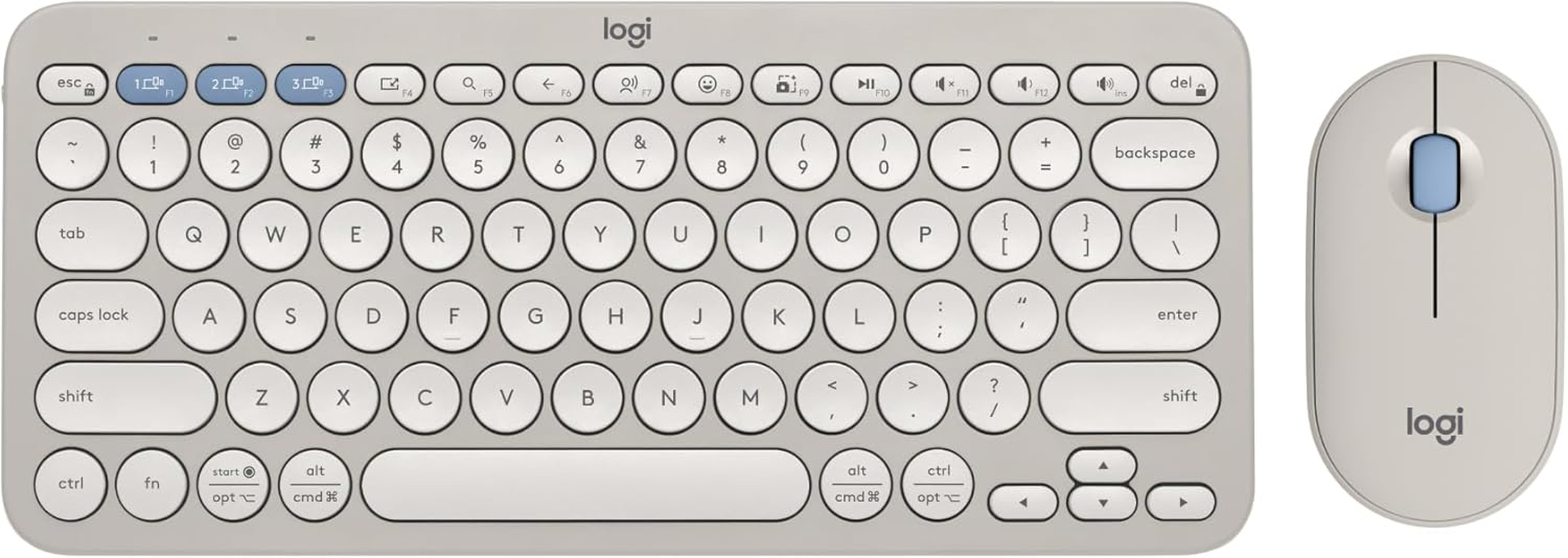Logitech Pebble 2 Combo, Wireless Keyboard and Mouse, Quiet and Portable, Customisable, Logi Bolt, Bluetooth, Easy-Switch for Windows, Macos, Ipados, Chrome - Tonal White