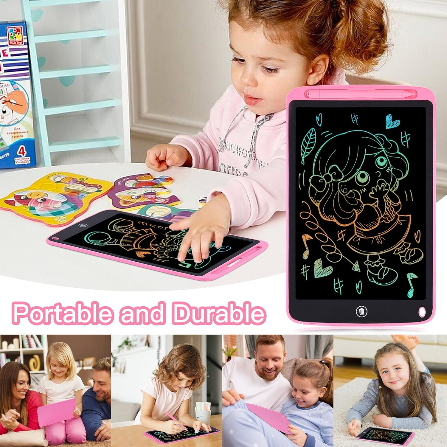 Blueswan Kids Toys, 10Inch Colorful Doodle Board, Drawing Pads for 2 3 4 5 6 7 8 Years Old Boys Girls Gifts, Birthday Party School Gifts for Kids, Toddlers Travel Games Activity Learning Toys image number 6