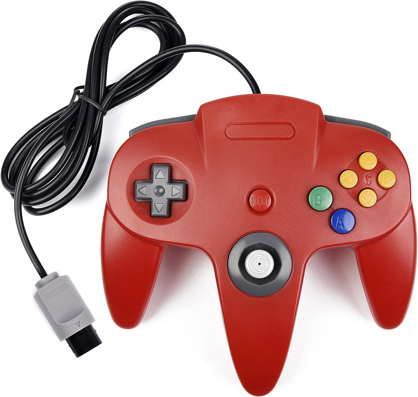 2Xclassic N64 Controller,Kiwitata Retro Wired Gamepad Controller Joystick for N64 Console Video Games System Red+Blue