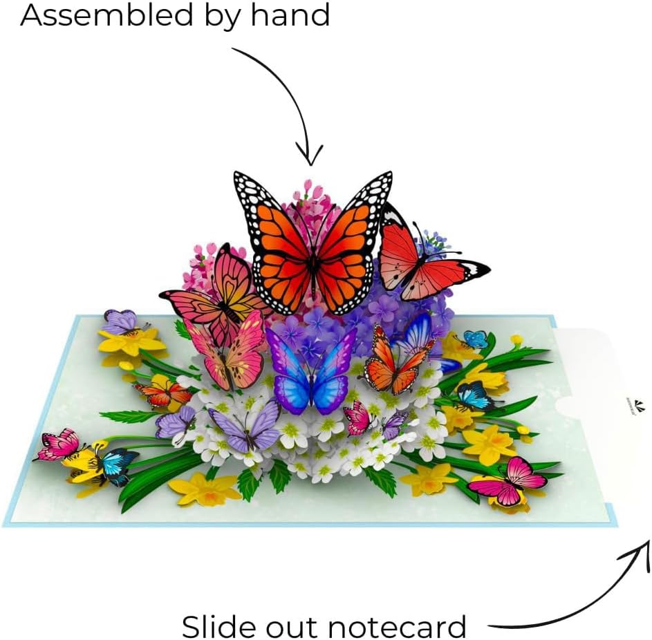 3D Butterfly Pop up Card - Heartfelt Hand-Crafted Greeting Card for Birthday, Anniversary, Thank You with Elegant Design (Get Well, Mom, Dad Gift) image number 4