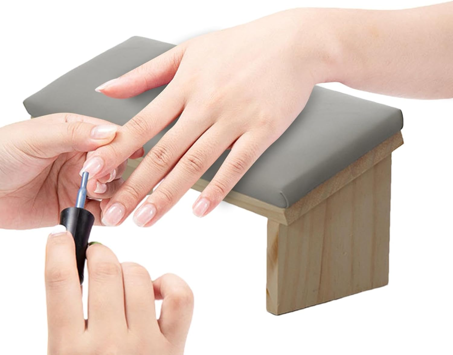 Generic Inclined Armrest Cushion - Wooden PU Leather Armrest with Beveled Design for Nail Technicians | Comfortable Nail Polish Armrest | Sturdy Stand For, LUN