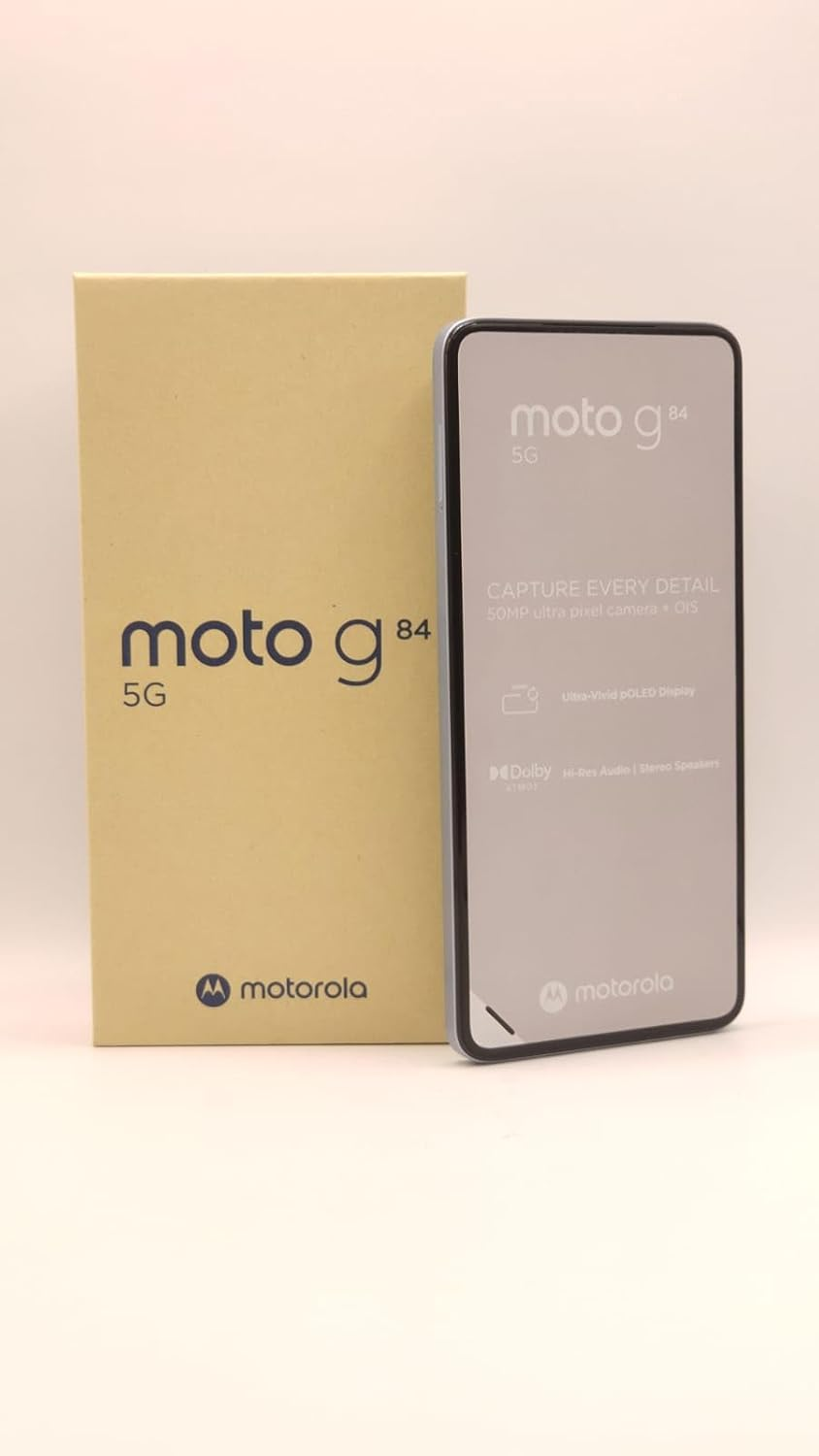 Motorola Moto G84 5G (6.5" FHD+ Display, 50MP Dual Camera, 8/256GB, 5000Mah, Anroid 13) Midnight Blue with Protective Cover + Car Adapter [Exclusive to Amazon]