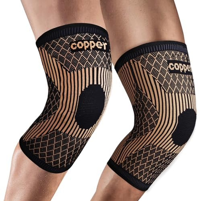 Copper Knee Braces for Women and Men - 2 Pack Compression Knee Sleeve for Knee Pain and Recovery Support, Arthritis, Meniscus Tear, Knee Support for Running, Workout Sports image number 5