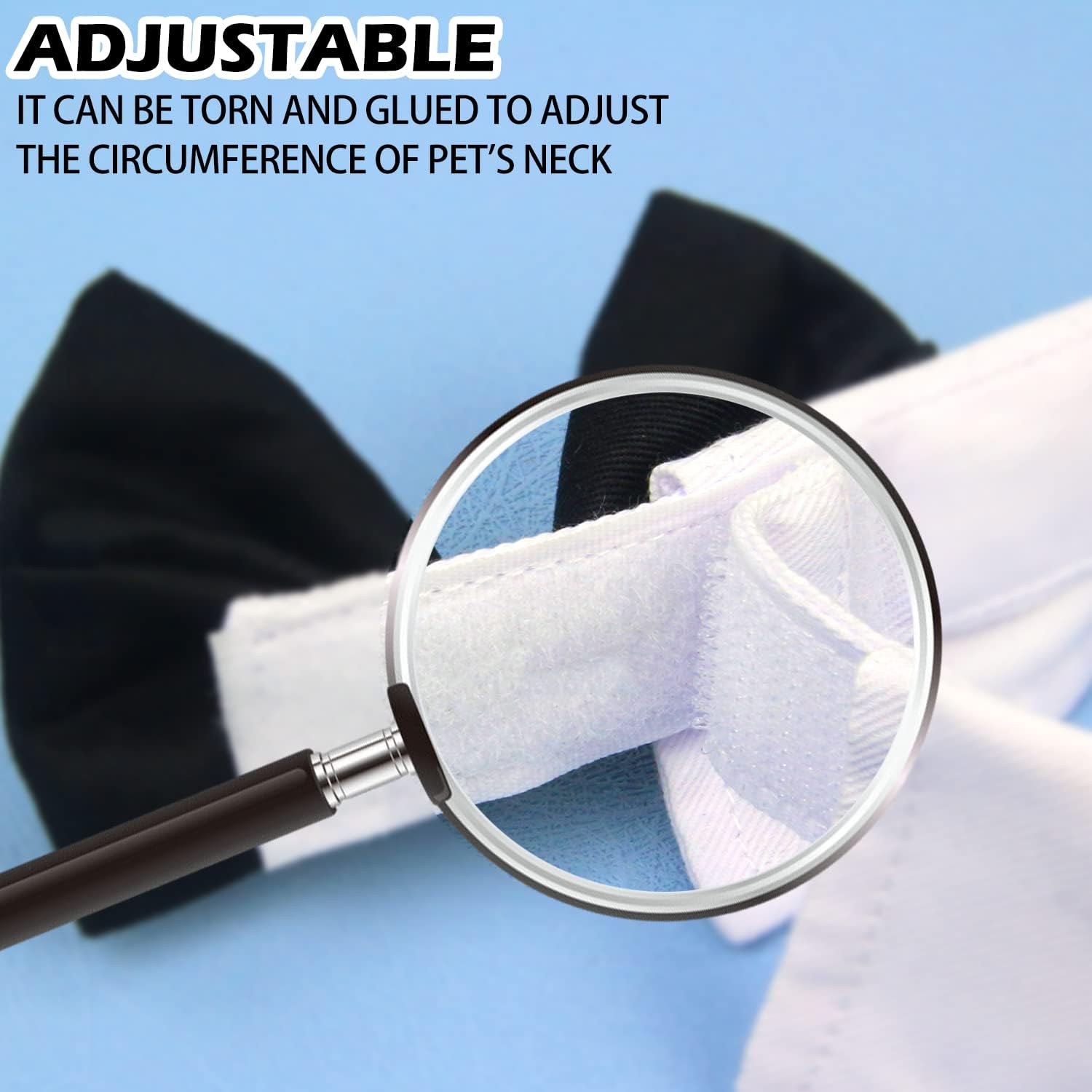 BOROLA Bow Tie Pets Dog Cat Adjustable Formal Collar Neck Tie Tuxedo (Black-S) image number 2