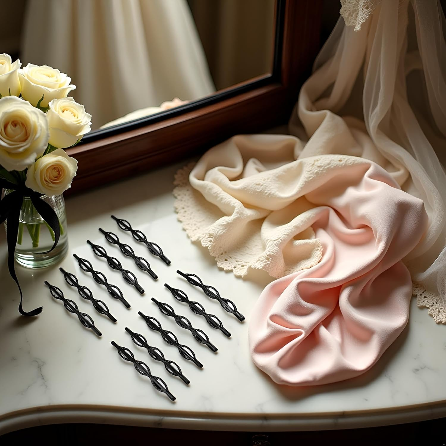 12 Pcs Vintage Hair Pins Mini Black Bobby Pins Fashion BB Clip Invisible Bangs Clip Small Bobby Pins for Women and Girls Decorative Wedding Dainty Accessories Headwear,Hair Accessories image number 4