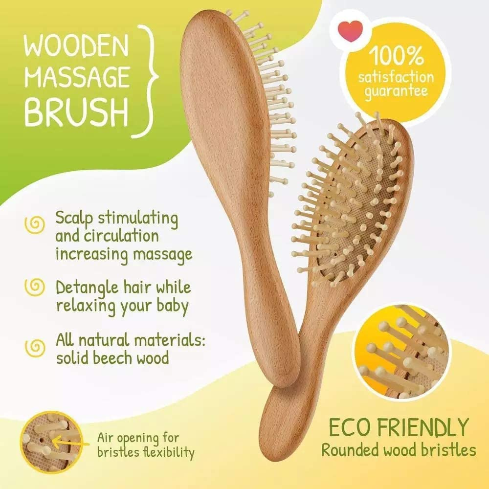 Wooden Hair Brushes and Comb Set for Baby image number 5