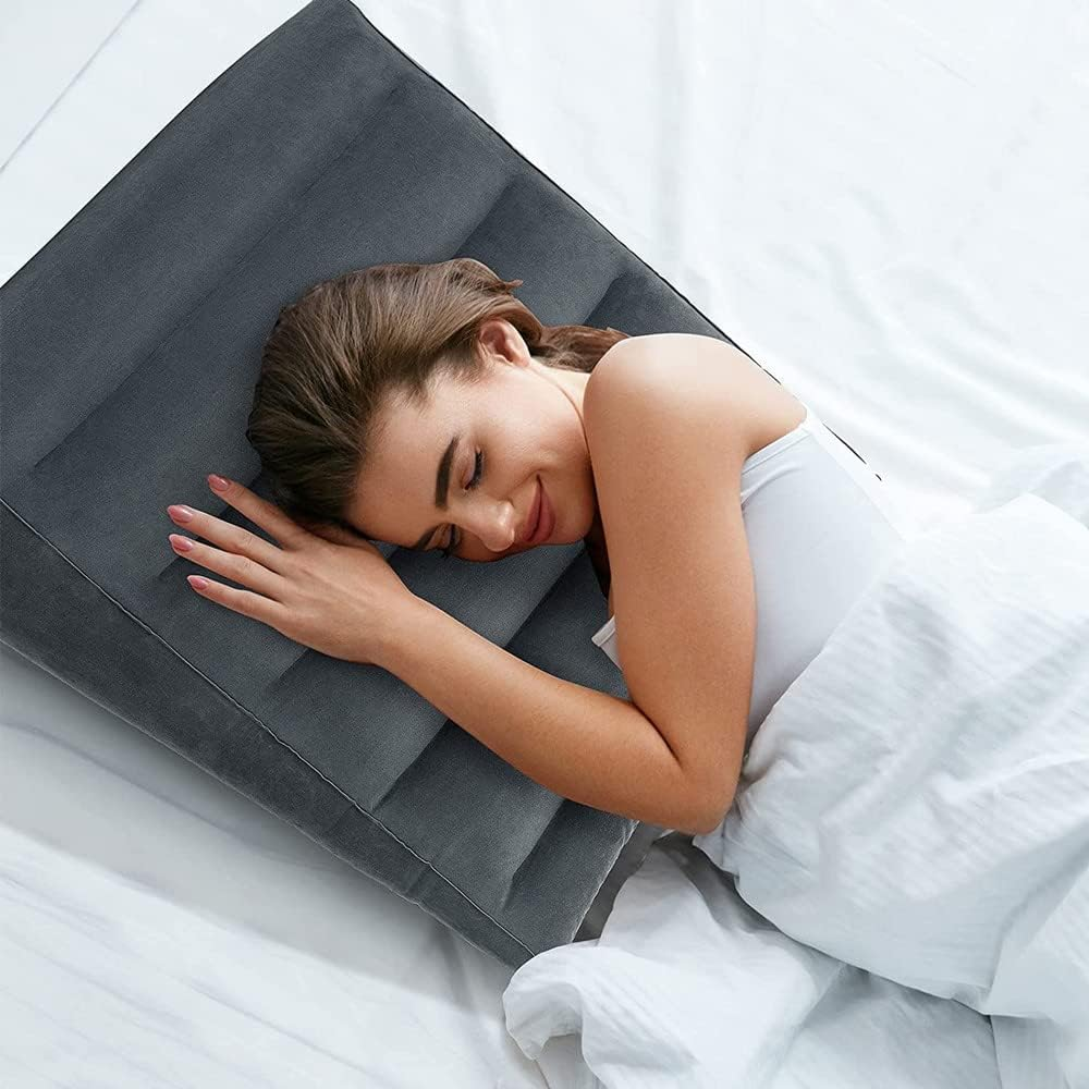 Inflatable Wedge Pillow, Portable Travel Wedge Pillow for Sleeping, Traveling, Reading, Triangle Bed Wedge Pillow, Back, Knee and Leg Support for Side and Stomach Sleepers Acid Reflux, anti Snoring image number 6