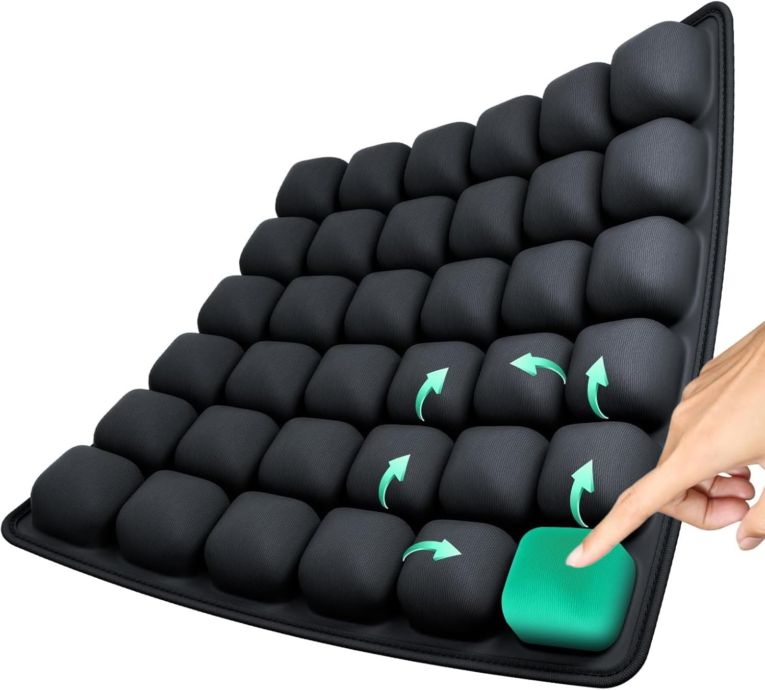 Quintin Travel Cushion,3D Air Cell Inflatable Air Seat Cushion with Storage Bag, Portable Travel Comfort Pad for Car, Office Chair, Wheelchair (Black)