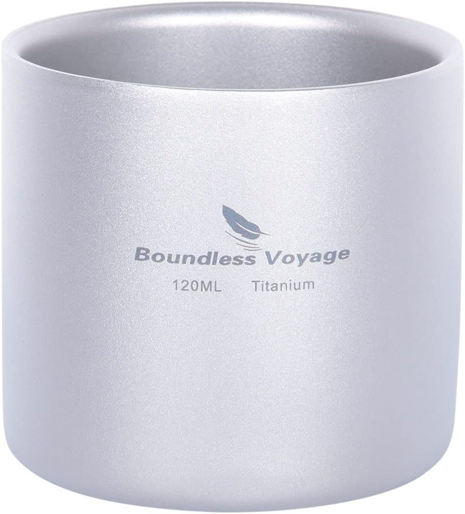 Boundless Voyage Double Walled Titanium Cup Insulated Outdoor Camping Mug Tableware 120Ml 180Ml 300Ml (Ti15152B (120Ml))
