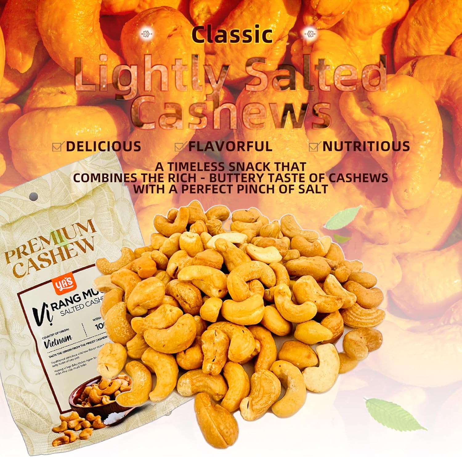 Gourmet Savory Cashews Trio (300G) Enjoy Classic Lightly Salted, Salt and Pepper, and Seafood Sensation Flavors, Premium Air Roasted Cashews, Heart Healthy Snacks with Plant Protein for Kids and Adults, Perfect for Parties, On-The-Go Snack and Lunch Box Snack image number 2