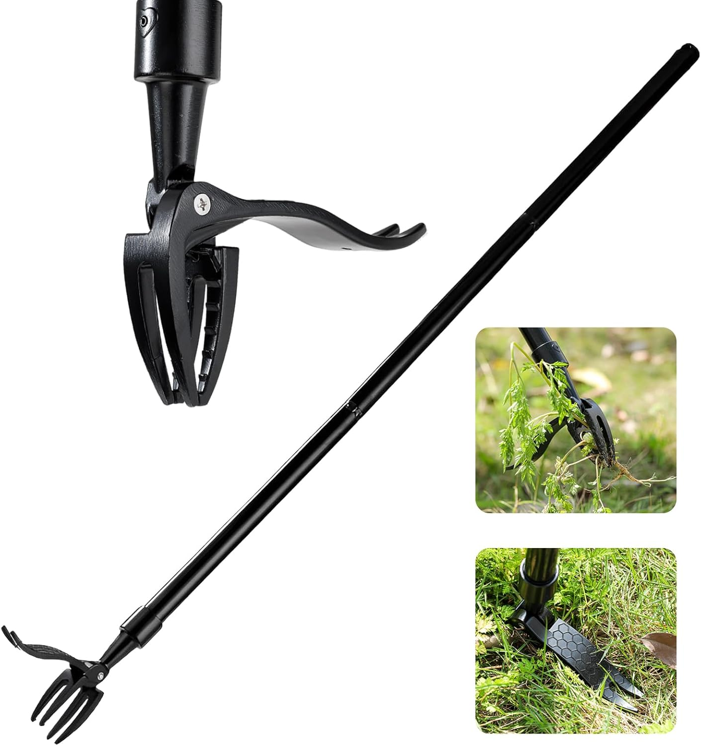 Weed Puller Tool,Stand up Weed Puller,Detachable Weed Puller,Weed Puller Tool with Long Handle,Garden Weeder Tool,4 Claw Stand up Weeder, Weeding Tool for Dandelions Root