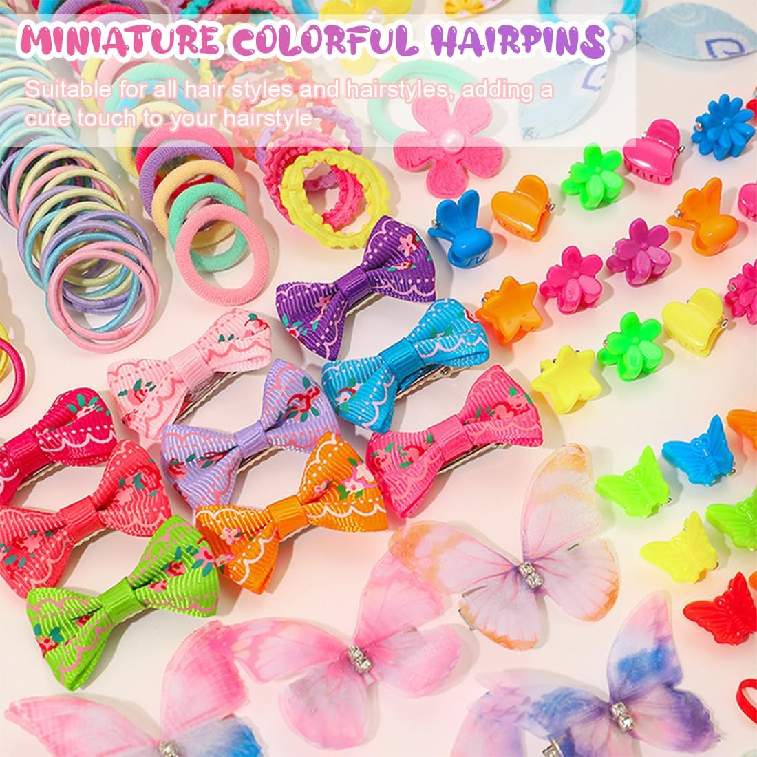 ROKZELT Hair Clips, Pack of 555 Hair Bobbles Girls, Colourful Hair Clips for Girls, Hair Scrunchie, Hair Clip, Children, Hair Accessories, Women and Children image number 1