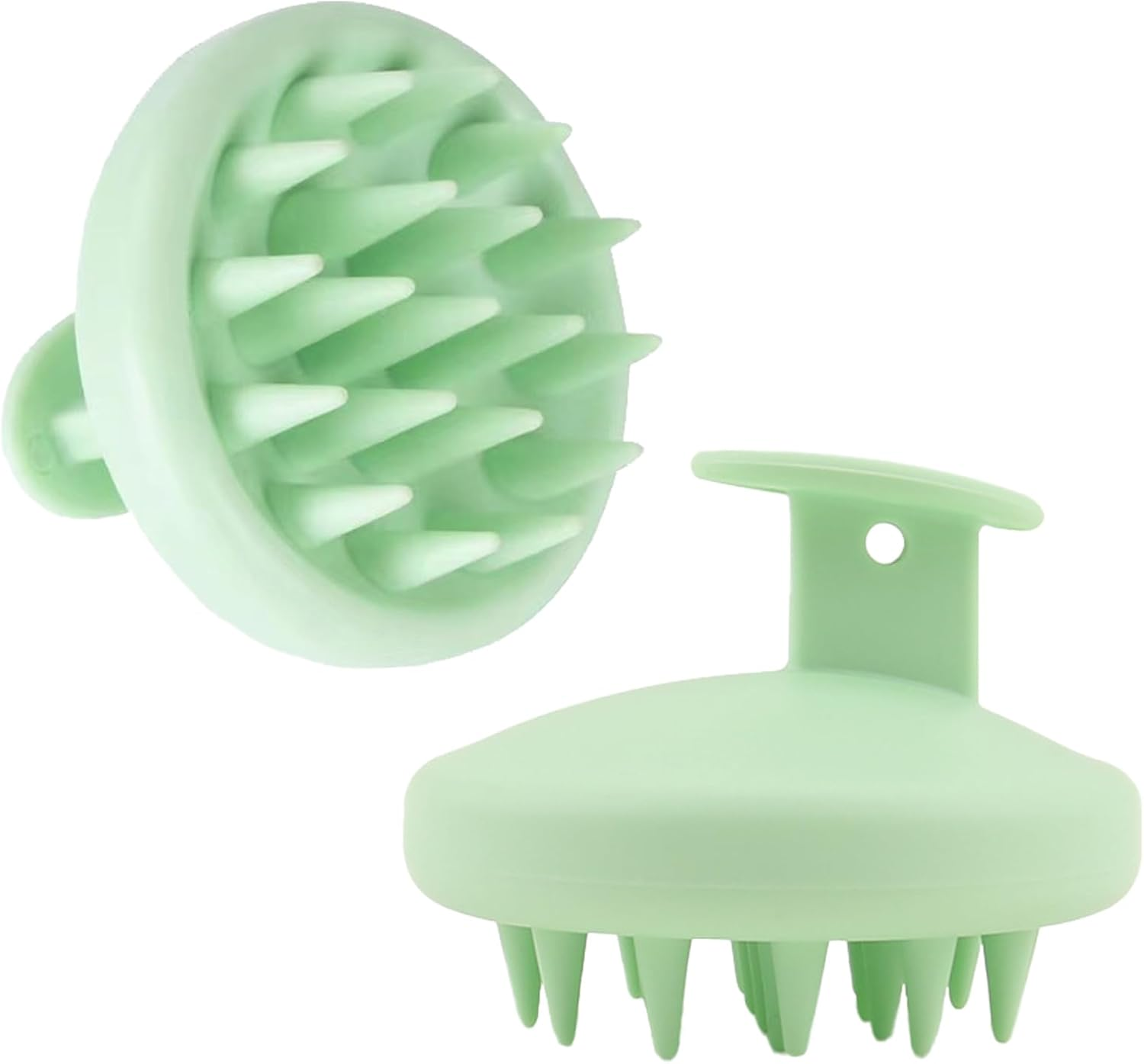 DKDDSSS Scalp Massage Brush Shampoo Brush, 2 Pieces Silicone Shampoo Hair Brush for Exfoliating and Stimulating Hair Growth, Reduces Dandruff, Stimulate Hair Growth, Fir Green image number 4