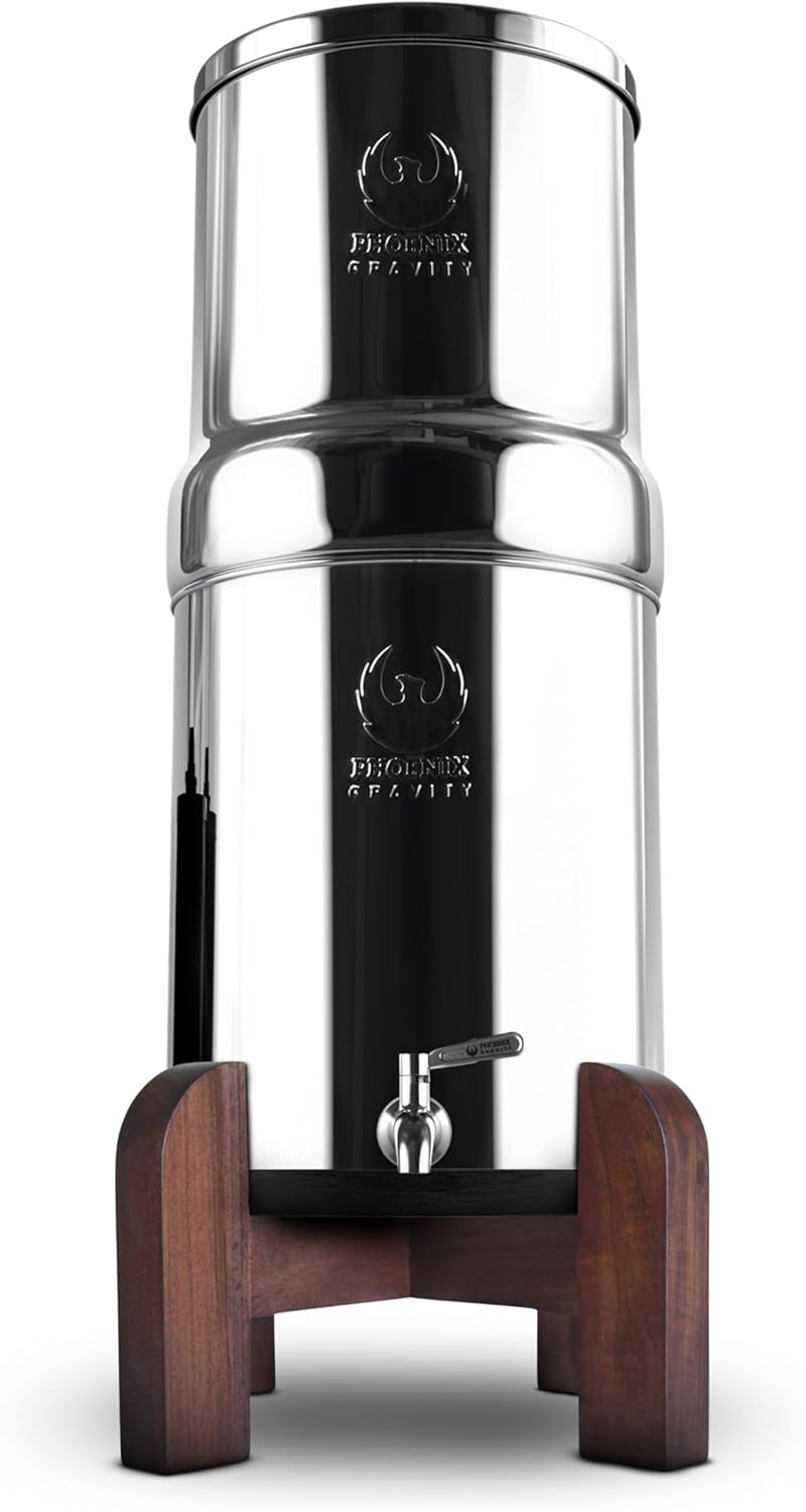 Phoenix Gravity Teak Wood Stand for Gravity Water Filter Systems Upto 8 Litre Size image number 1