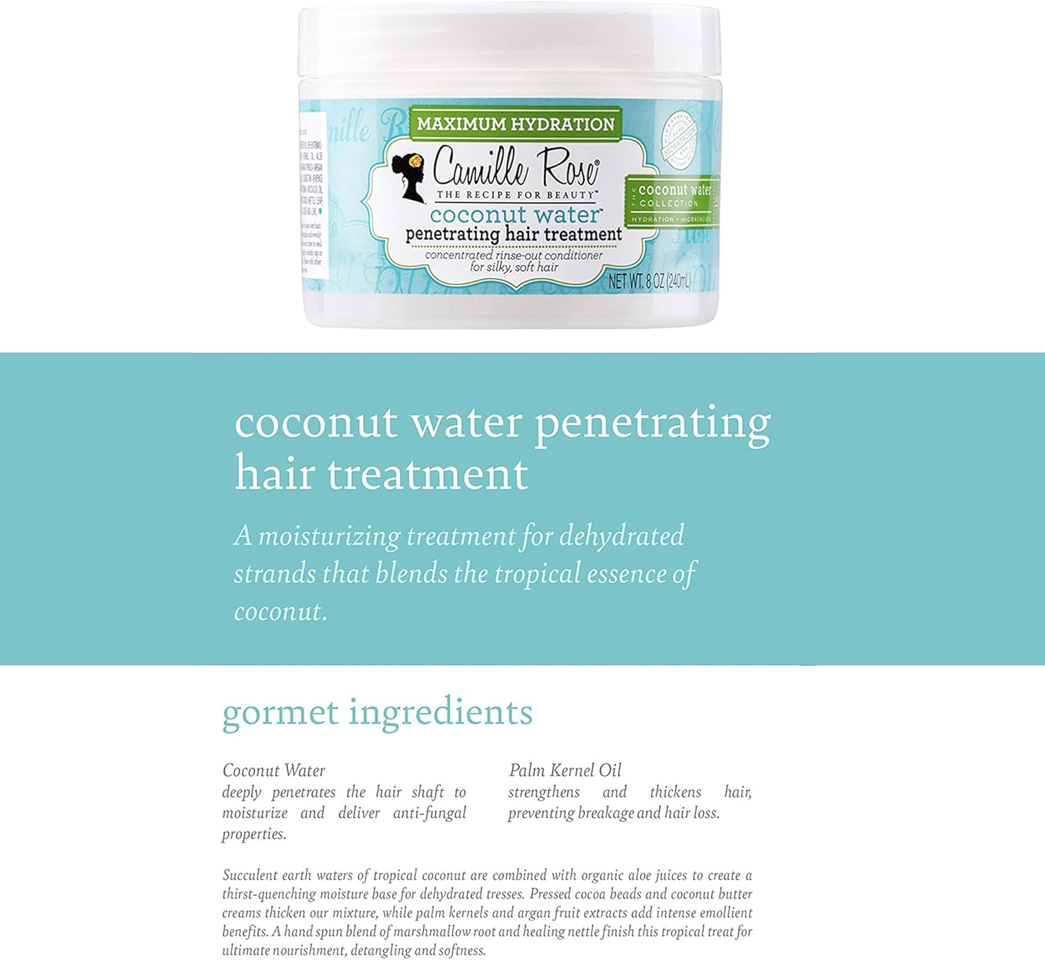 Camille Rose Coconut Water Penetrating Hair Treatment, 8 Ounce image number 4