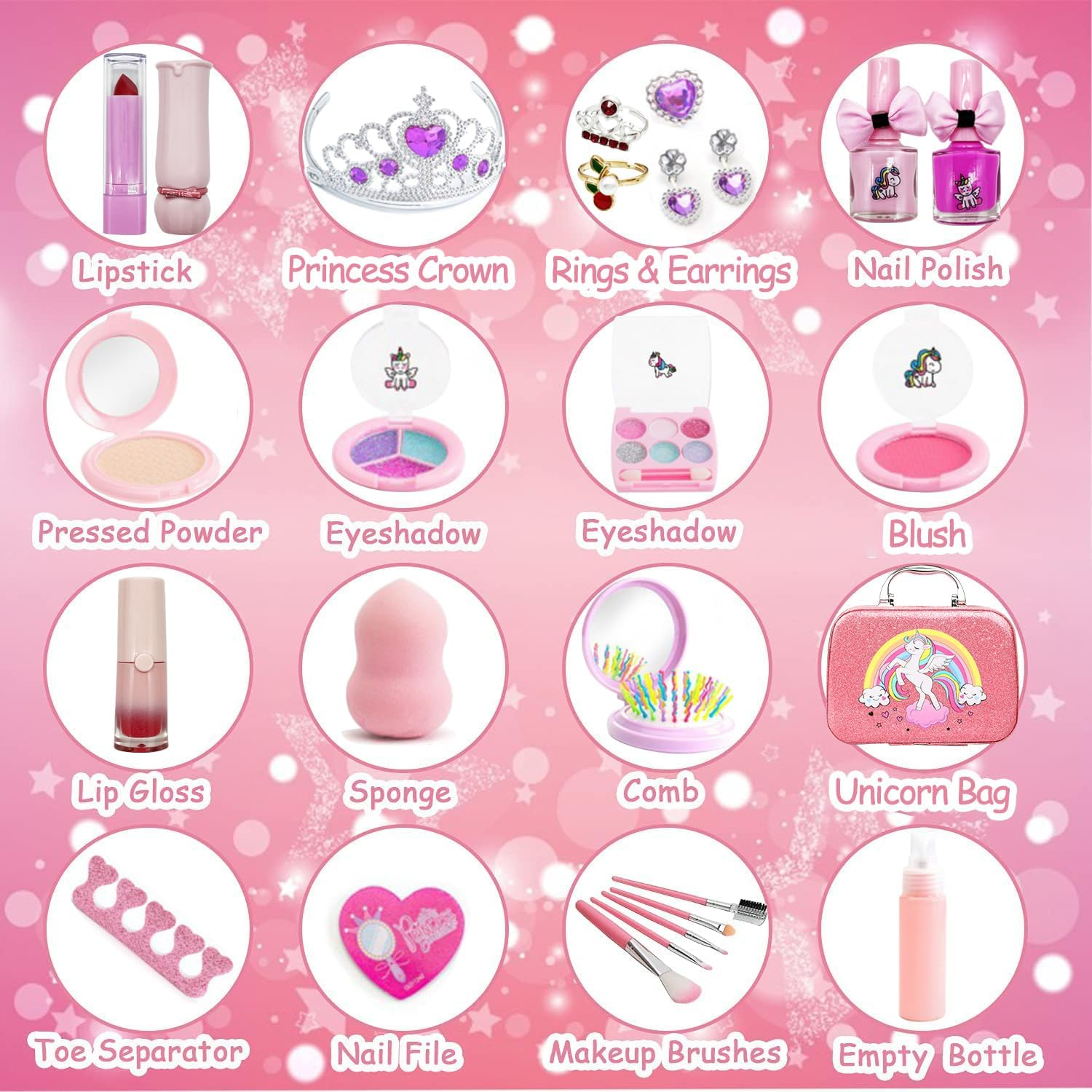 Kids Washable Makeup Girls Toys, Girls Makeup Kit for Kids Make up Set Real Makeup for Kid Little Girls Toddlers Children Princess Christmas Birthday Gifts Toys for 3 4 5 6 7 8 9 10 Year Old (Unicorn) image number 1