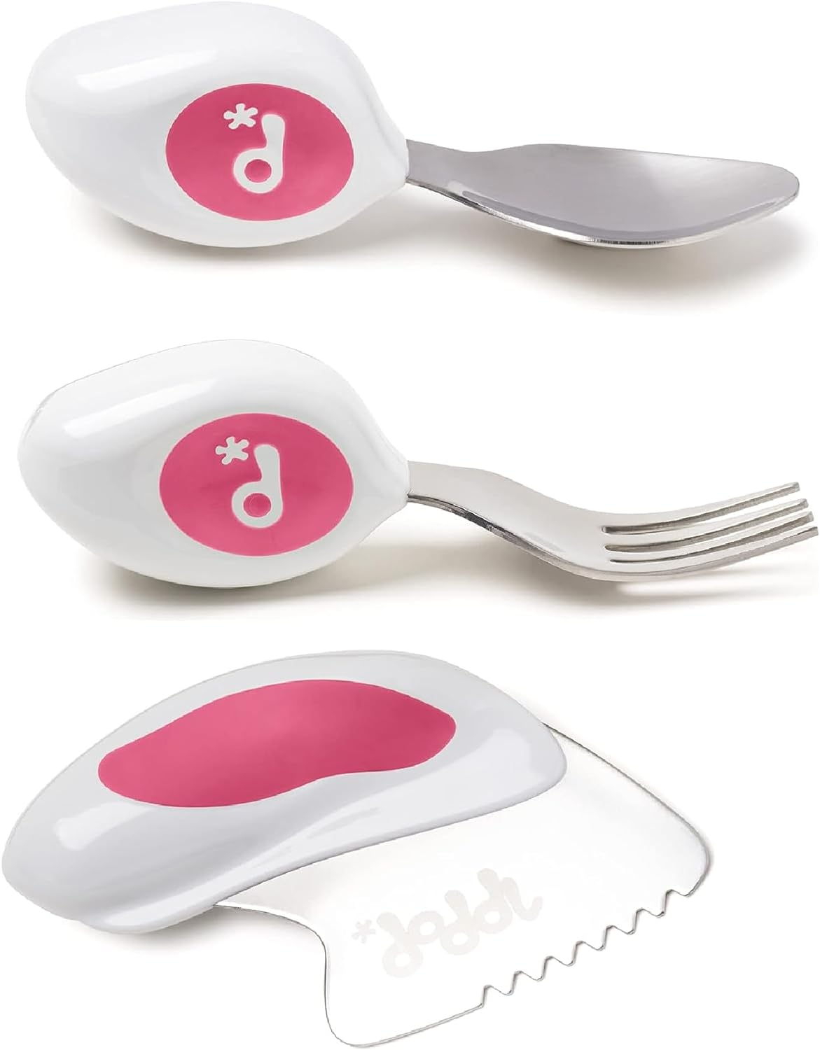 Doddl 3-Piece Knife, Spoon and Fork Set - Learn to Use Toddler Cutlery in Minutes, 1 Year Old & Up, Baby-Led Weaning Supplies, Magenta image number 1