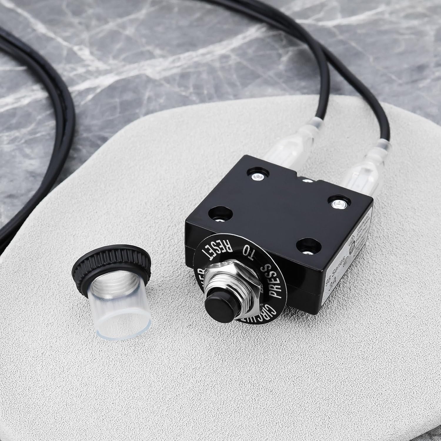 Emagtech 1Pc Push Button Circuit Breaker Current Overload Protector with Wire 32V 18AWG for Electrical Appliances Small Generators Air Compressors 60Cm(3A) image number 4