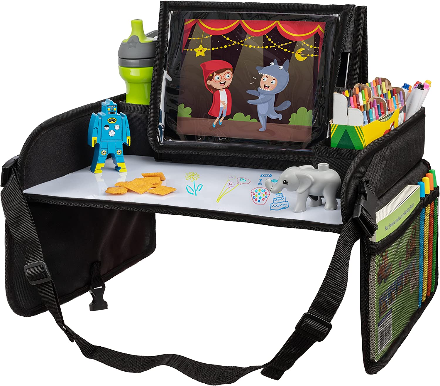 LUSSO GEAR Kids Travel Tray - Inspire Active Toddlers & Big Kids for Years W/Dry Erase Board & Eating.
