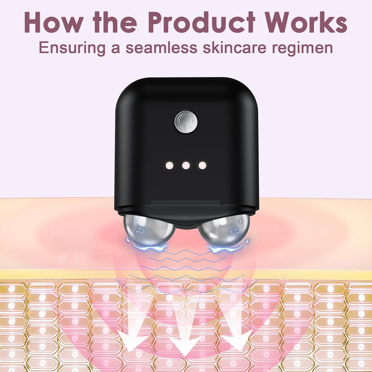 Vcycal Microcurrent Facial Device, Mini Microcurrent Face Lift Device for Face Lifting and Facial Sculpting, Portable Facial Roller Massager Tool for Man and Woman, Black - White image number 6