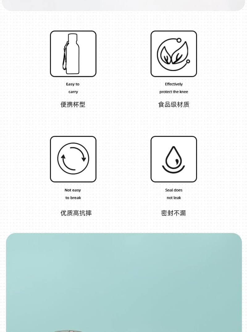 Leisure Trendy Plastic Water Bottle Outdoor Sports Student Rope Carrying Portable Large Capacity Simple Water Cup-Dark Gray image number 3