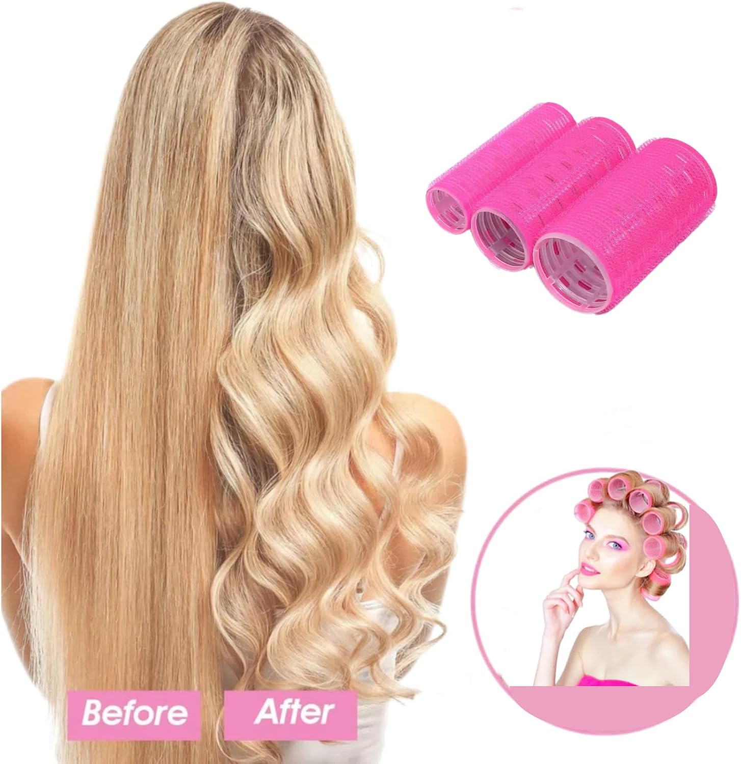 35 Pcs Hair Rollers Set with Clips 18 Salon Quality Hair Styling Tools 3 Sizes Durable Reusable Lightweight Easy to Use for All Types Hair Curlers image number 4