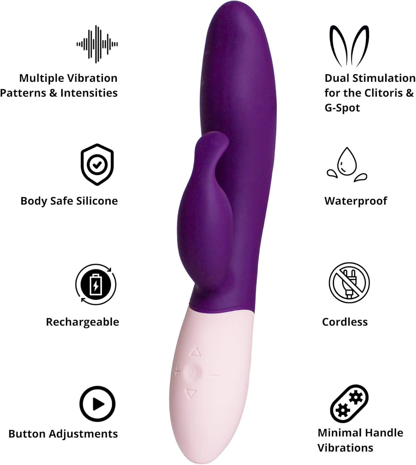 BUZZ Rabbit Vibrator Wand - Thrusting Sex Toy for Women, Customised Vibrations & Intensities, Flexible Design, Minimised Hand Vibration - Pink image number 4