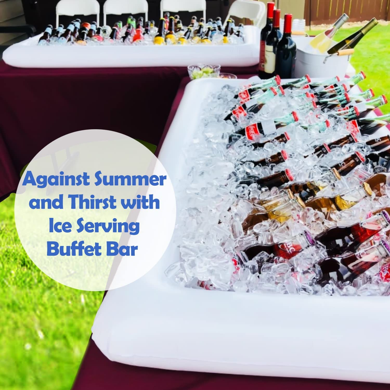 Novelty Place Inflatable Ice Serving Buffet Bar with Drain Plug - Salad Food & Drinks Tray for Party Picnic & Camping (Pack of 1) image number 5